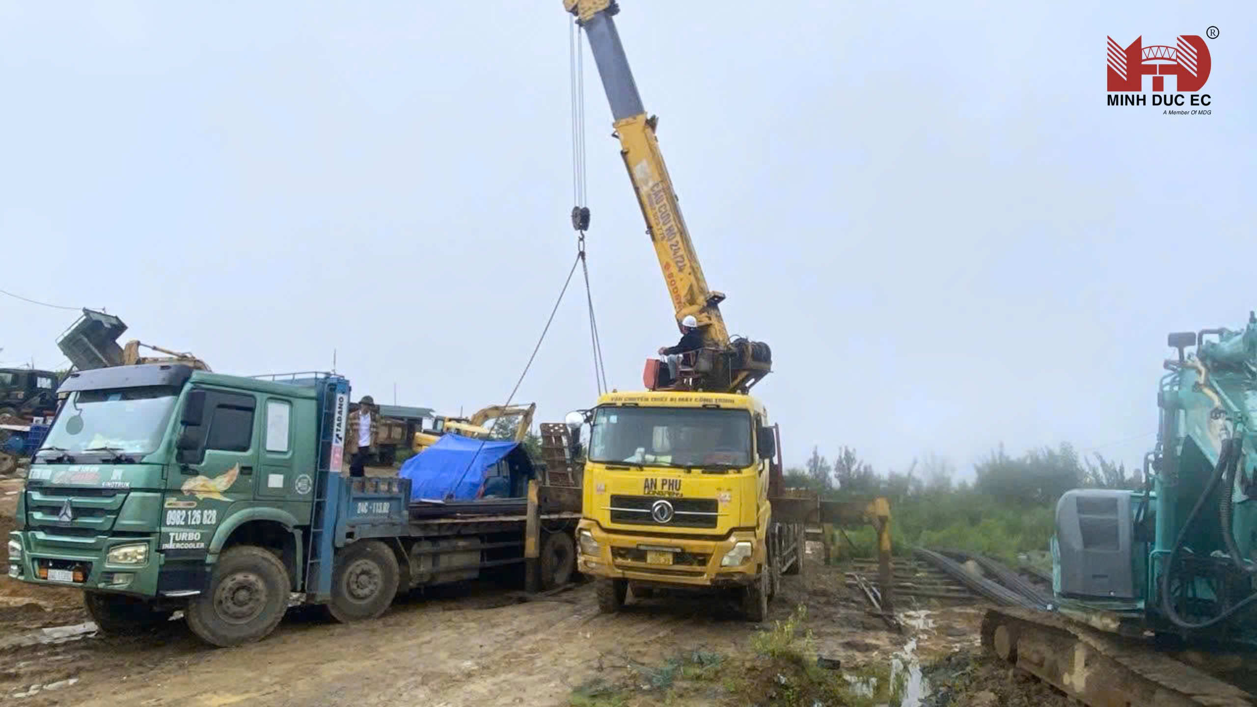 Huy động tối đa thiết bị cơ giới nặng tiến vào mặt bằng