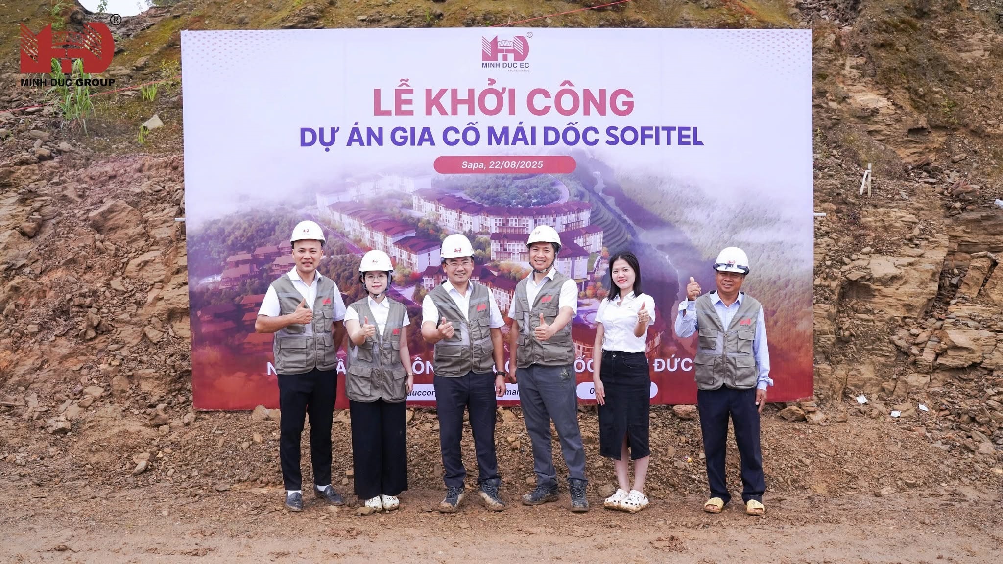 Đội ngũ Minh Đức EC tại công trình gia cố mái dốc dự án Sofitel Sa Pa