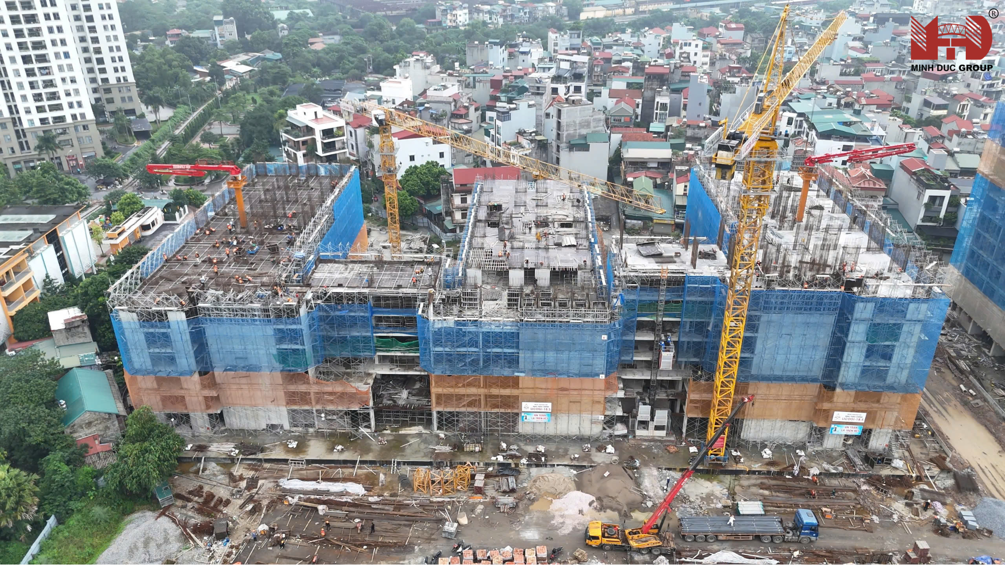 Toàn cảnh thi công sàn dự ứng lực công trình CT03